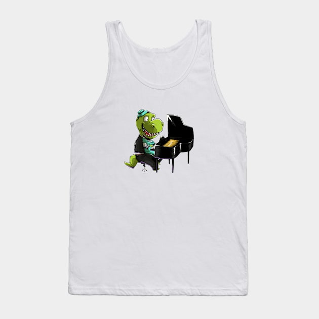 Dinosaur Piano Player Tank Top by iHeartDinosaurs